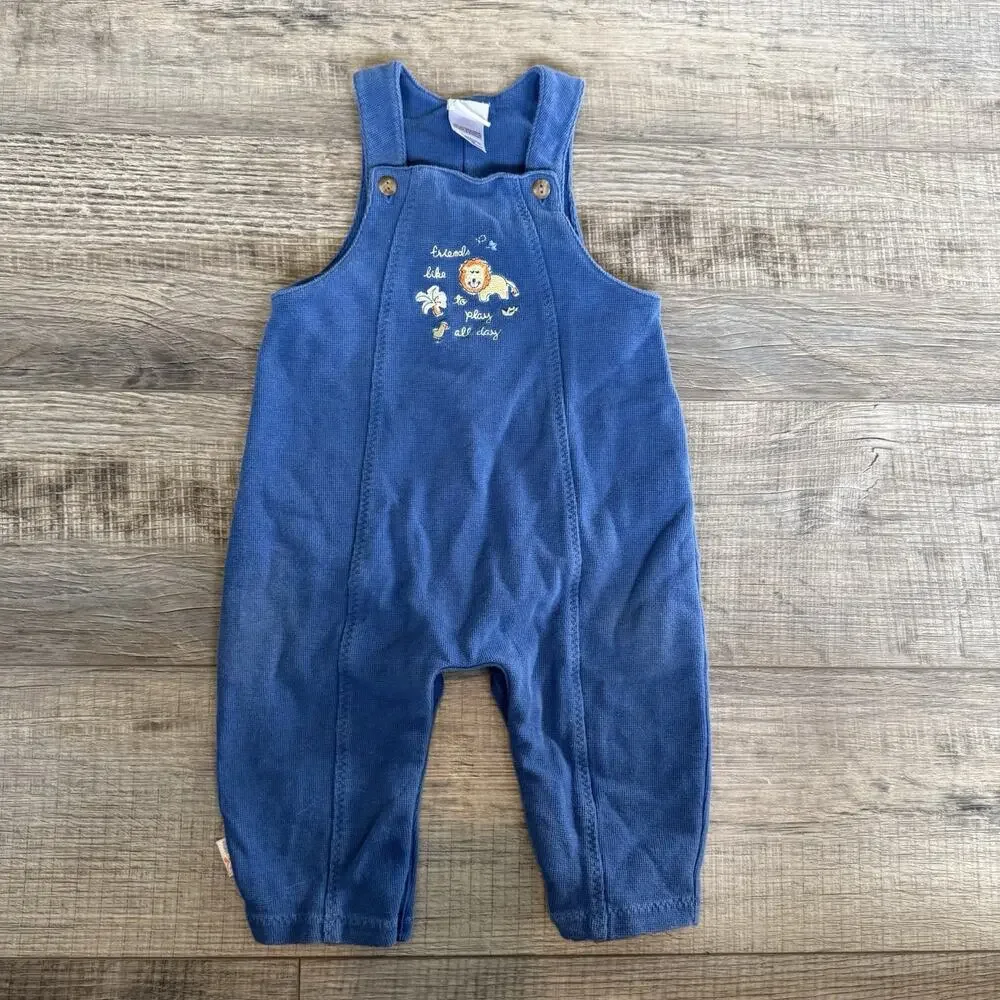 Vtg Disney Lion Overalls Blue Baby 18 Months Blue Bib Y2K Embroidered Retro